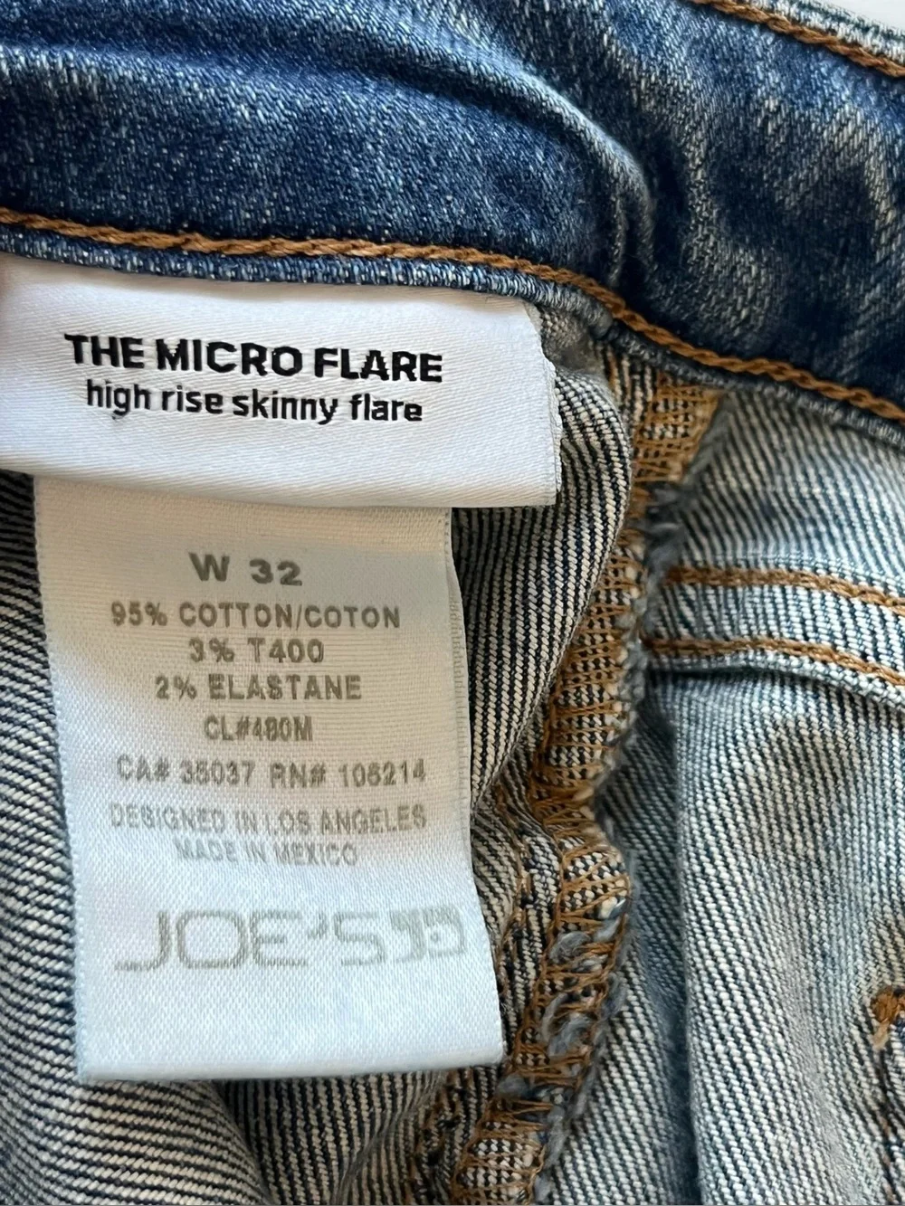Joes Jeans Micro Flare High Rise Medium Wash Jeans Size 32 NEW Raw Hem